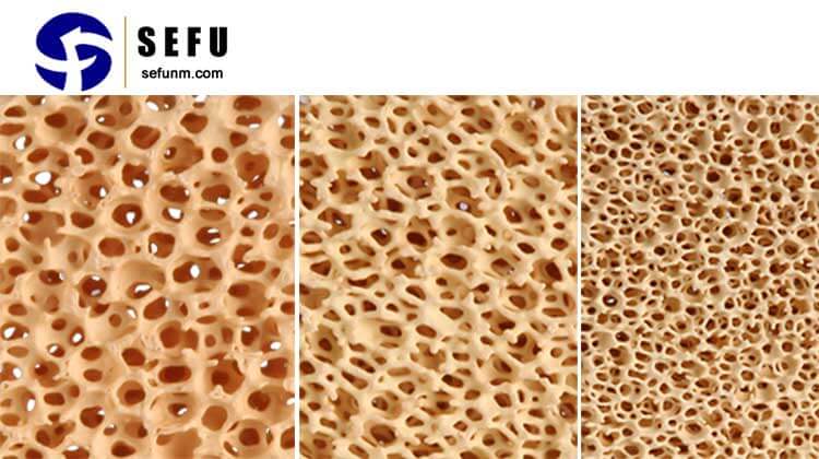 pore size of ceramic foam filters